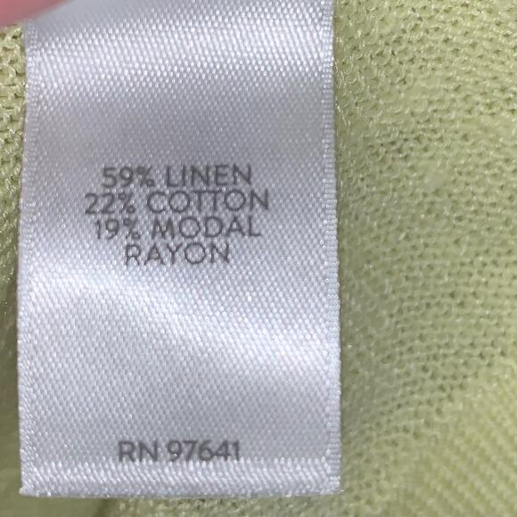 J Jill Women's Butter Yellow Linen Blend Cardigan Tall Size XLT Open Front Beach - Picture 5 of 7